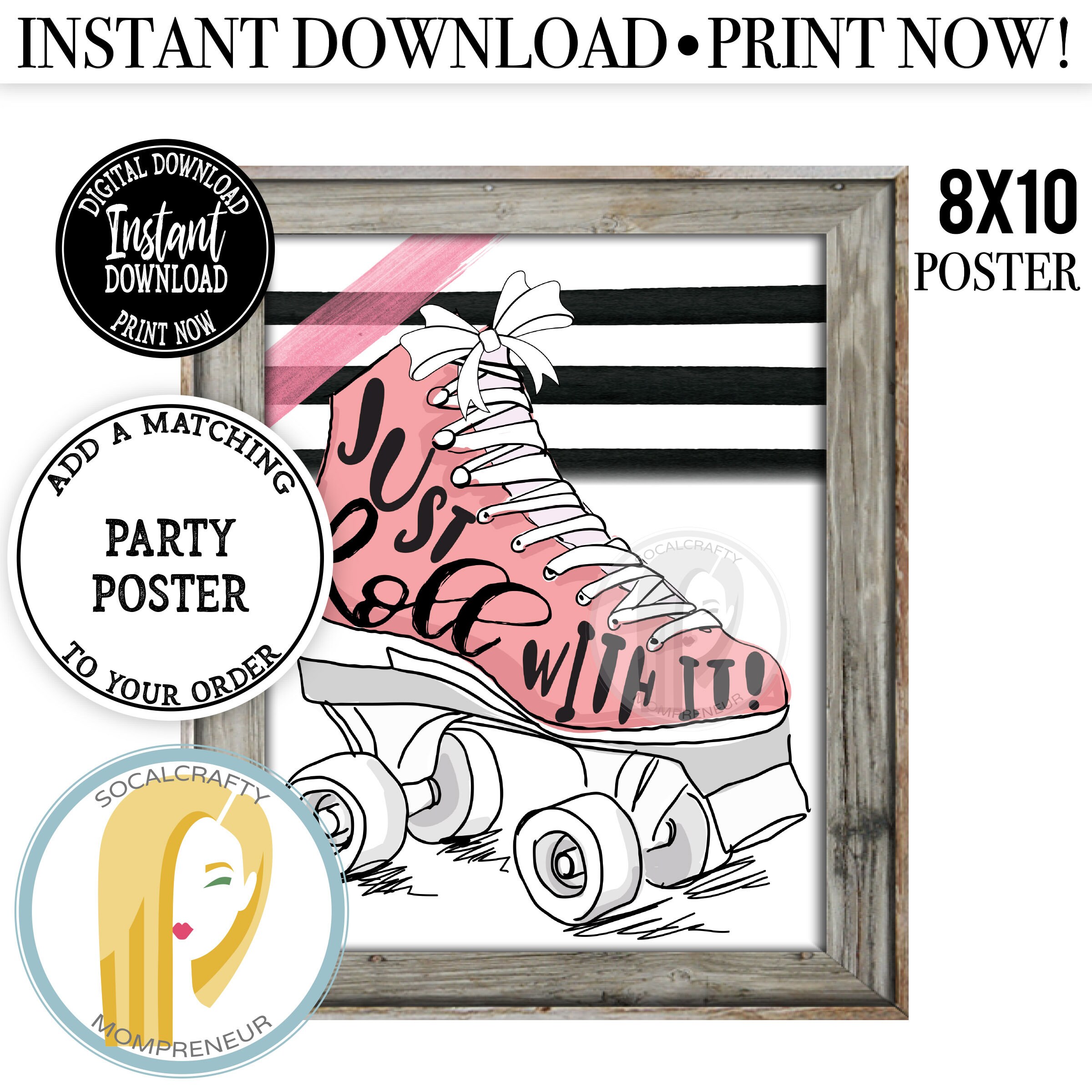 Printable Roller Skate Theme Party Favor Tags / Roller Skates | Etsy