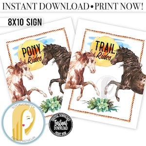 Pony Rides Sign Printable Pony Rides Sign / Trail Rides Poster / Cowboy Birthday Party ...