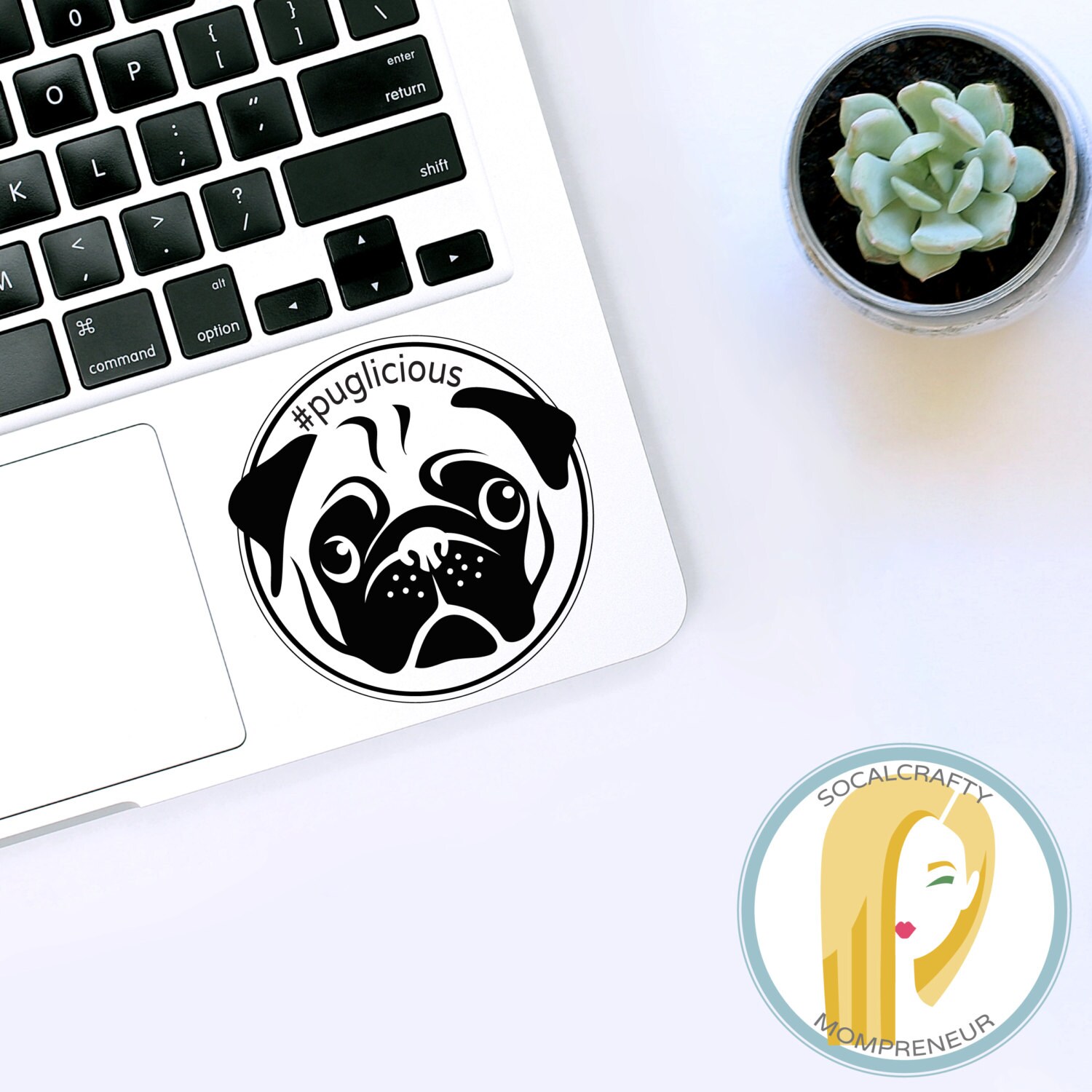 Pug Vinyl Decal Pug Sticker Dog Decal Pug Gift Laptop | Etsy