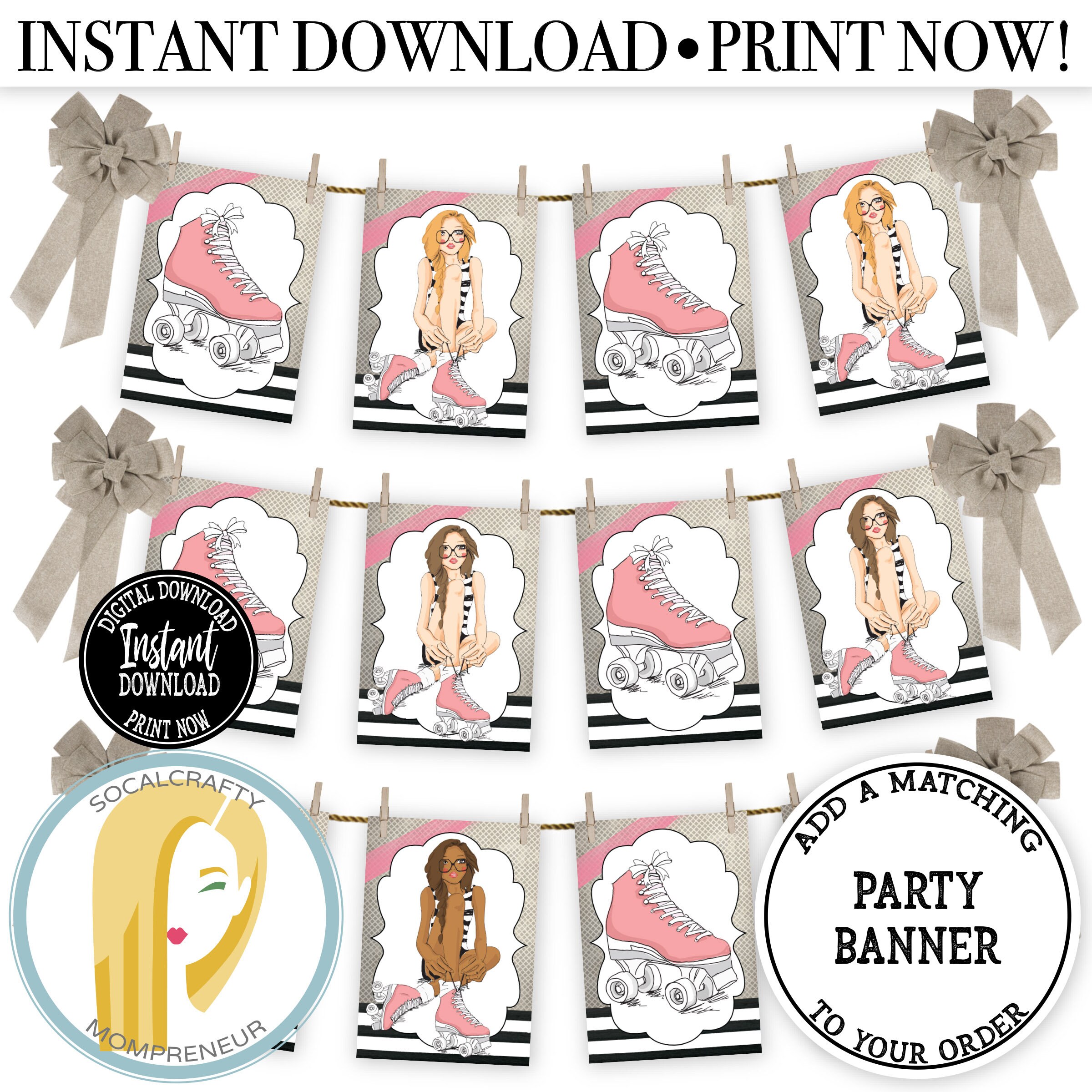 Printable Roller Skate Thank You Card / Roller Skating Thank | Etsy