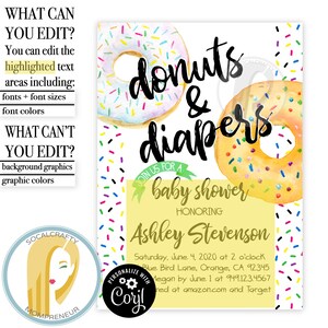 Donuts and Diapers Baby Shower Invitation / Sprinkle Shower Invite ...