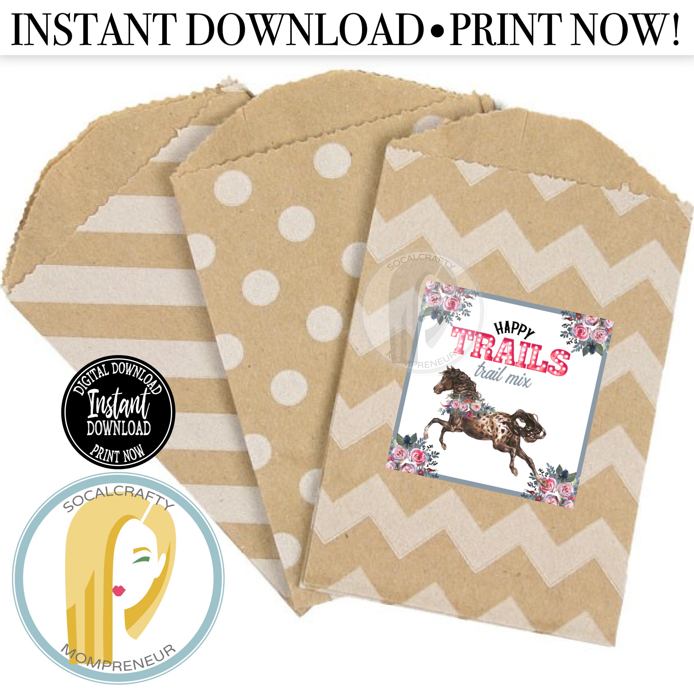 Printable Trail Mix Sign / Happy Trails Trail Mix Labels / Etsy