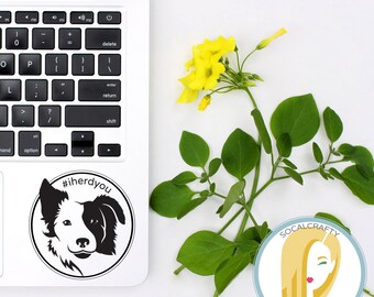 Border Collie Vinyl Decal, Collie Sticker, Dog Decal, Laptop Decal, Tablet Decal, Car Window Decal, Vinyl Decals, SoCalCrafty, Modern Simple