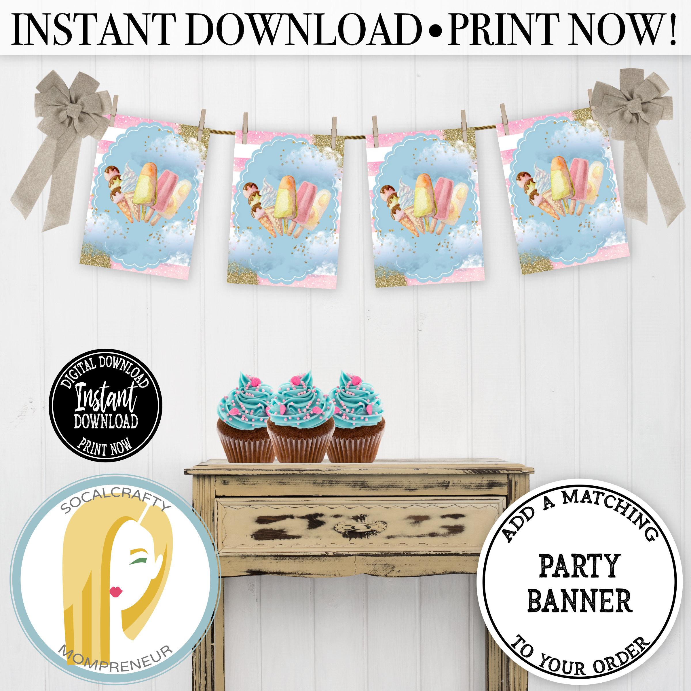 Printable Ice Cream Bar Sign / Ice Cream Bar Print / Ice Cream | Etsy