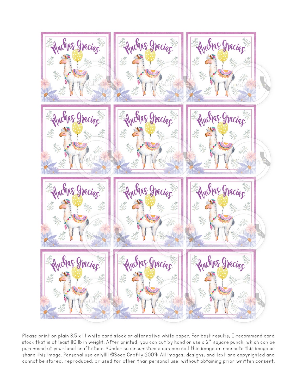 Printable Llama Party Favor Tags / Alpaca Gift Tag Instant | Etsy