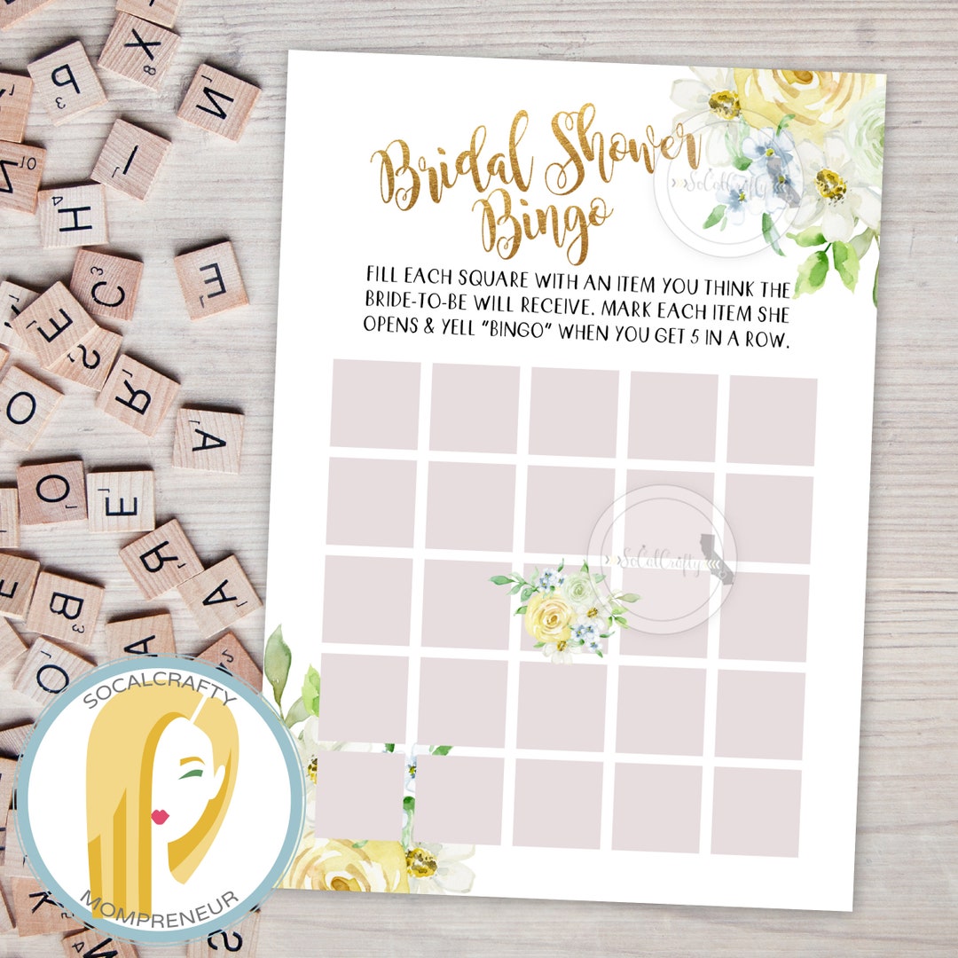 Bingo Bridal Shower Game Printable Instant Download Floral - Etsy