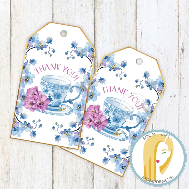 Printable Tea Party Favor Tags / Tea Party Gift Tag Instant Etsy