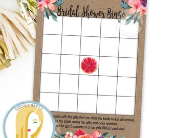 Floral Bridal Shower Bingo Card, Printable Bingo Cards, Watercolor Bingo Card, DIY, Printable Bridal Shower Games, INSTANT DOWNLOAD