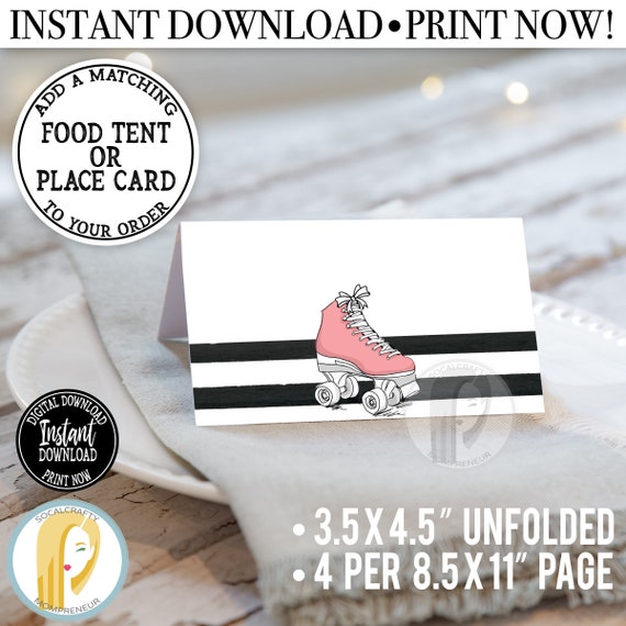 Printable Roller Skate Theme Party Favor Tags / Roller Skates 