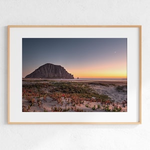 Morro Bay Coastal Rock Sunset Photo, California Coast, Wall Art, Digital Download, Instant Download