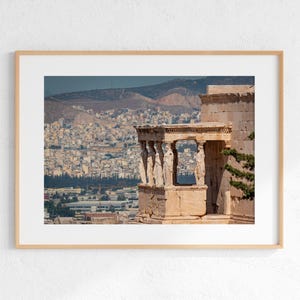 Erechtheion Sculpture Columns Photo, Acropolis of Athens Greece, Wall Art, Digital Download, Instant Download