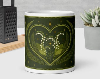 Whimsical Wildflower Mug: Cottagecore Forest Art, Glossy Ceramic
