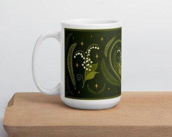 Whimsical Wildflower Mug: Cottagecore Forest Art, Glossy Ceramic
