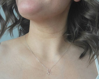 bow necklace sterling silver FREE SHIPPING