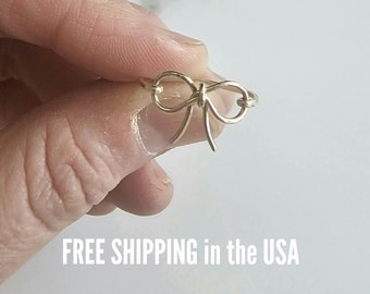 gold bow ring floppy bow FREE SHIPPING knot 14k gold filled