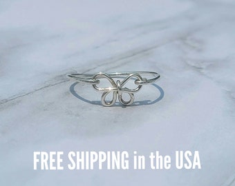 butterfly ring stacking sterling silver FREE SHIPPING