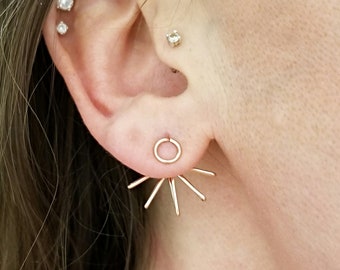 Rose gold earring jackets spike FREE SHIPPING 14k rose gold filled