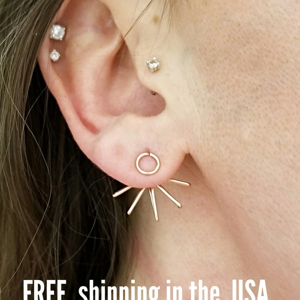 Rose gold earring jackets spike FREE SHIPPING 14k rose gold filled
