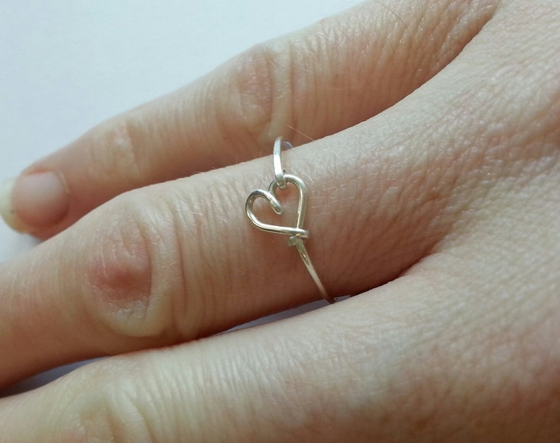 sterling silver heart ring stackable FREE SHIPPING image 2