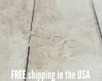 sterling silver bow earrings FREE SHIPPING