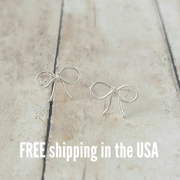 sterling silver bow earrings FREE SHIPPING
