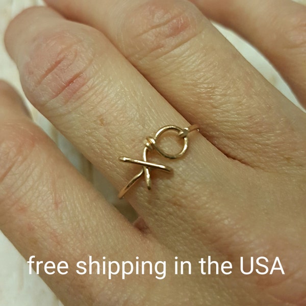 Rose gold ring xo free shipping filled hugs and kisses exes and ohs