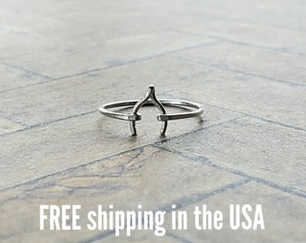 sterling silver wishbone ring FREE SHIPPING stacking