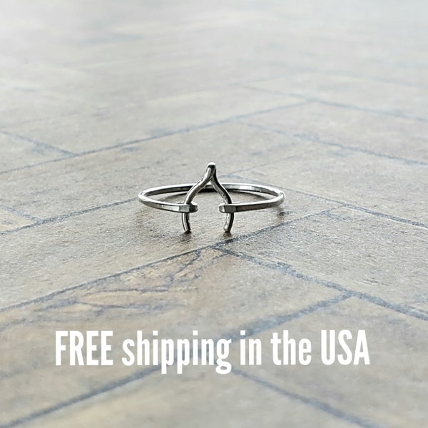 sterling silver wishbone ring FREE SHIPPING stacking