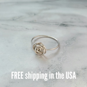 sterling silver rose stacking ring FREE SHIPPING