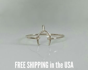 gold wishbone ring FREE SHIPPING stacking lucky st patricks day Thanksgiving