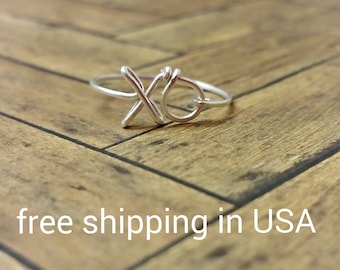 sterling silver stacking ring FREE SHIPPING  xo x o xoxo hugs and kisses