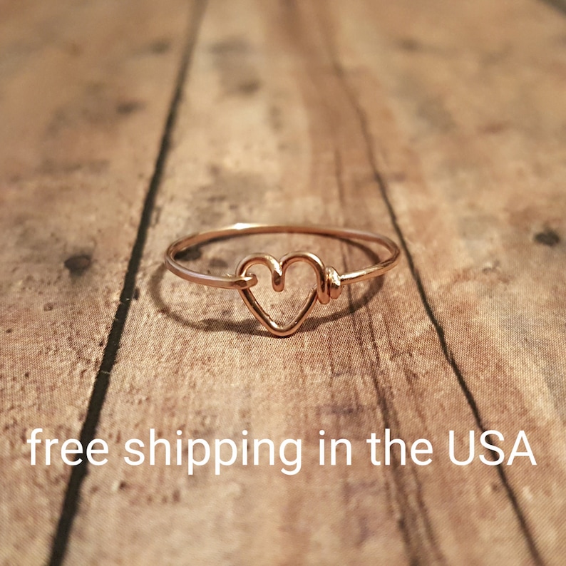 rose gold ring free shipping heart 14k filled love image 4