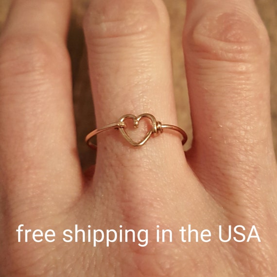 Rose Gold Ring Free Shipping Heart 14k Filled Love - Etsy