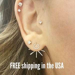 Sterling silver earring jackets spike FREE SHIPPING