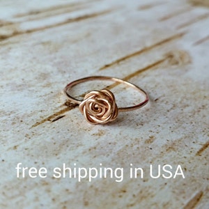 rose ring rose gold FREE SHIPPING 14k image 1