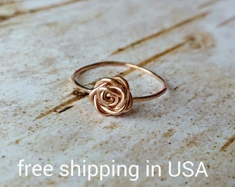 rose ring rose gold FREE SHIPPING 14k