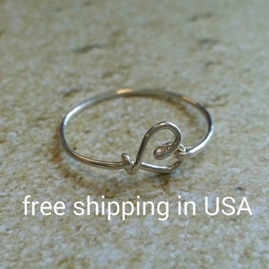 sterling silver heart ring stackable FREE SHIPPING image 1