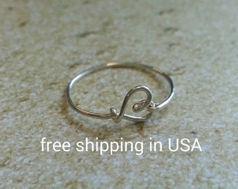 sterling silver heart ring stackable FREE SHIPPING