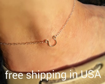 sterling silver horseshoe anklet FREE SHIPPING