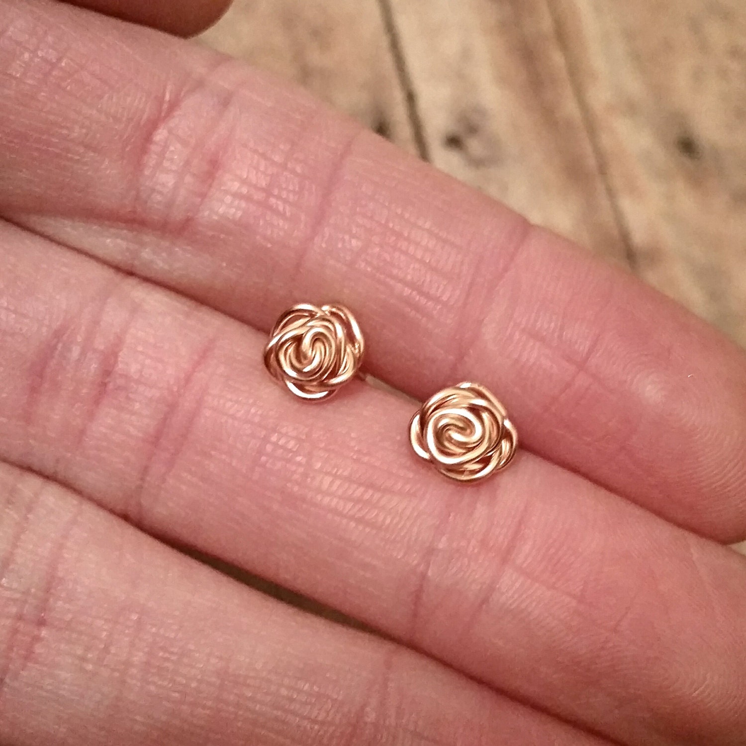 Rose gold earrings free shipping roses flowers wedding gift | Etsy