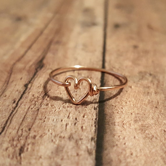Rose Gold Ring Free Shipping Heart 14k Filled Love - Etsy