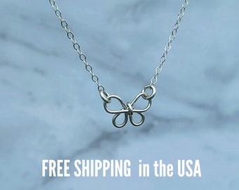 Butterfly necklace FREE SHIPPING sterling silver summer