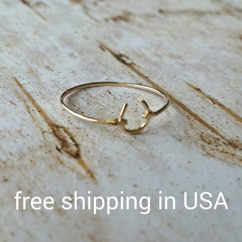 gold horseshoe ring FREE SHIPPING stacking lucky cowgirl image 1