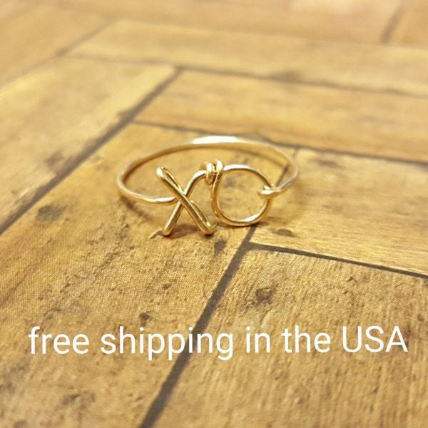 gold ring FREE SHIPPING xo hugs and kisses 14k gold filled
