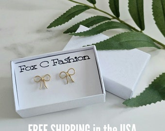Gold bow earrings FREE SHIPPING 14k gold filled