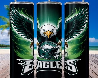 Eagle Football Tumbler Wrap – Sport Mascot Design (Digital Download)