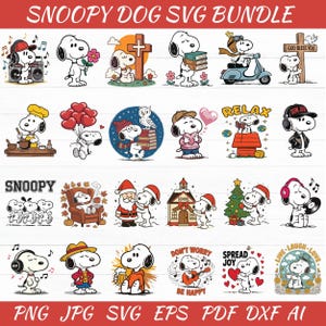 Snoopy Dog Svg Bundle - Dog Peanuts Halloween Bundle - Cute Snoopy Spooky Clipart - Snoopy Digital Download - Christmas Snoopy Svg