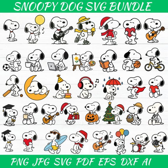 Snoopy Dog SVG Bundle – Charlie Brown, Peanuts Friends (Digital Download)