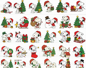Paquete de Snoopy en formato SVG para Navidad - Paquete de Snoopy en formato PNG para Navidad - Snoopy divertido en formato SVG - Perro de dibujos animados en formato SVG - Clipart de Snoopy - Snoopy lindo en formato PNG
