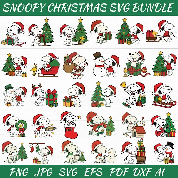 Snoopy Christmas Svg Bundle - Snoopy Christmas Png Bundle - Funny Snoopy Svg - Cartoon Dog Svg - Snoopy Clipart - Cute Snoopy Png